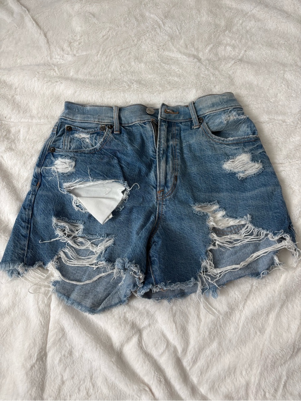 American Eagle Outfitters Distressed Light Blue Denim Shorts